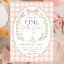 One Silly Goose First Birthday Invitation, Editabl Inbjudningar