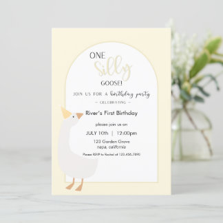 One Silly Goose First Birthday Invitation Inbjudningar