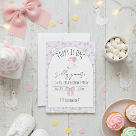 one silly goose first birthday invite inbjudningar