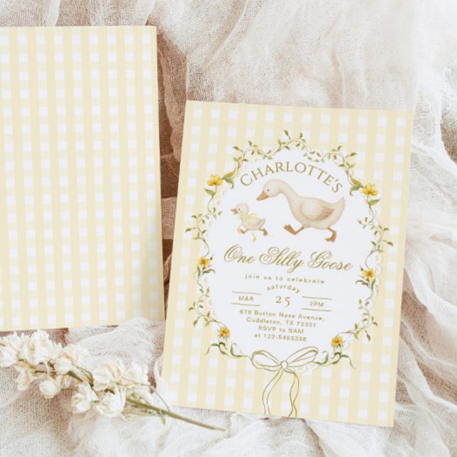 One Silly Goose Gender neutral 1st Birthday Inbjudningar (Skapare uppladdad)