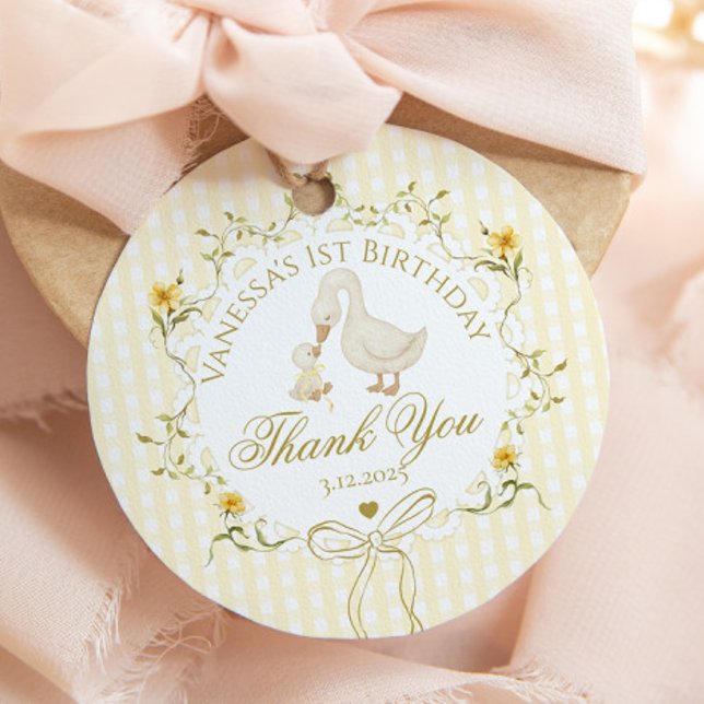 One Silly Goose Gender neutral Gingham Thank you Gåvor Etiketter (Skapare uppladdad)