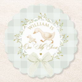 One Silly Goose Gender neutral Sage Birthday Underlägg Papper