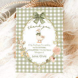 One Silly Goose Gingham Birthday Thank You Card Tack Kort