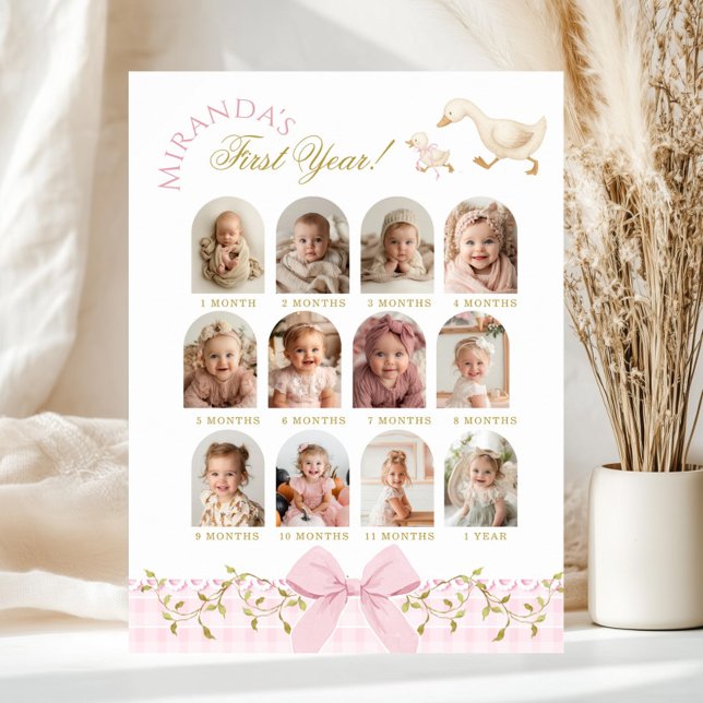 One Silly Goose Girl 1st Birthday Photo Milestone Poster (Skapare uppladdad)
