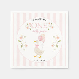 One Silly Goose Girl 1st Birthday Pink Pappersservett