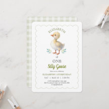 One Silly Goose Green Gingham Baby First Birthday