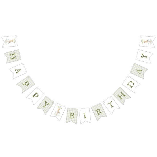 One Silly Goose Green Gingham Baby First Birthday Vimplar (Alla)