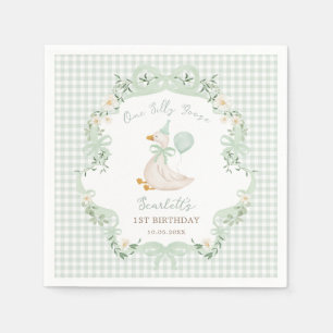 One Silly Goose Neutral Grön Båge 1-årsdag Pappersservett