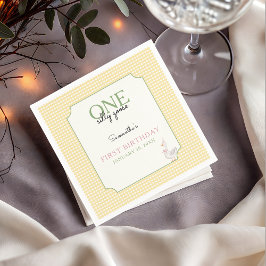 One Silly Goose Pink and Gingham 1st Birthday Pappersservett