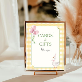 One Silly Goose Pink and Gingham Tabletop Sign Fototryck
