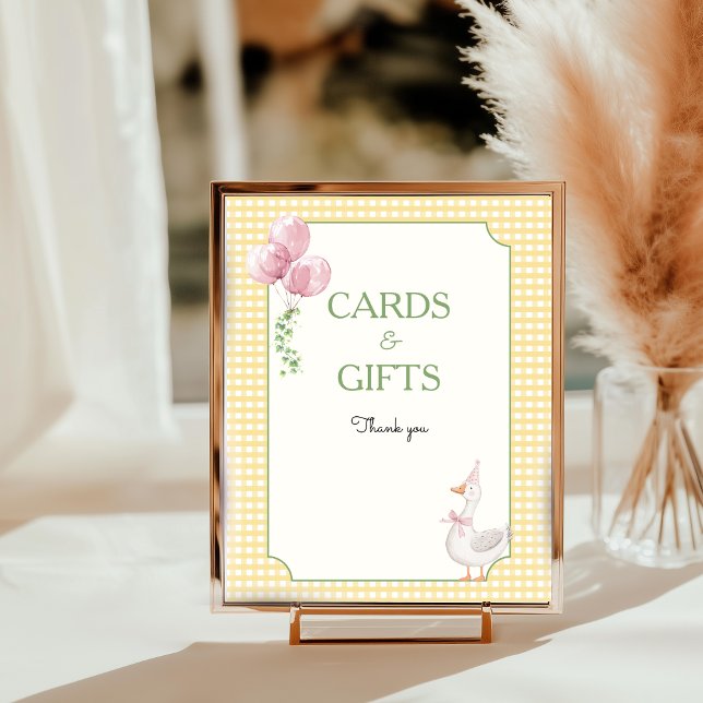 One Silly Goose Pink and Gingham Tabletop Sign Fototryck (Silly Goose Table Top Sign)