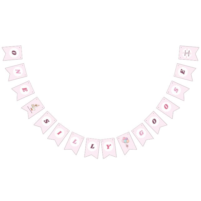  One Silly Goose Pink Bow Girl 1st Birthday Party Vimplar (Alla)