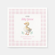 One Silly Goose Pink Gingham Girl First Birthday