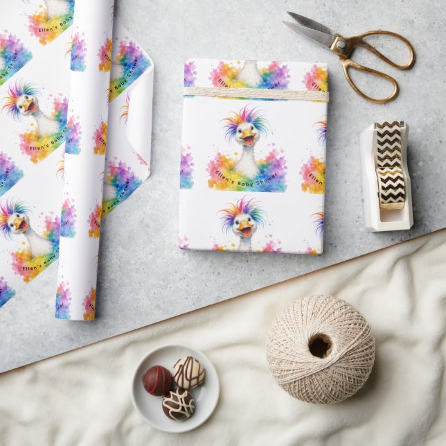 One Silly Goose Rainbow Baby Shower Presentpapper (Hantverk)