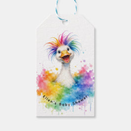 One Silly Goose Rainbow Baby Shower Thank You Presentetikett