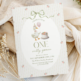 One Silly Goose Vintage Girl Birthday Inbjudningar