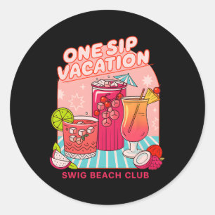 One Sip Vacation Swig Beach Club  Runt Klistermärke
