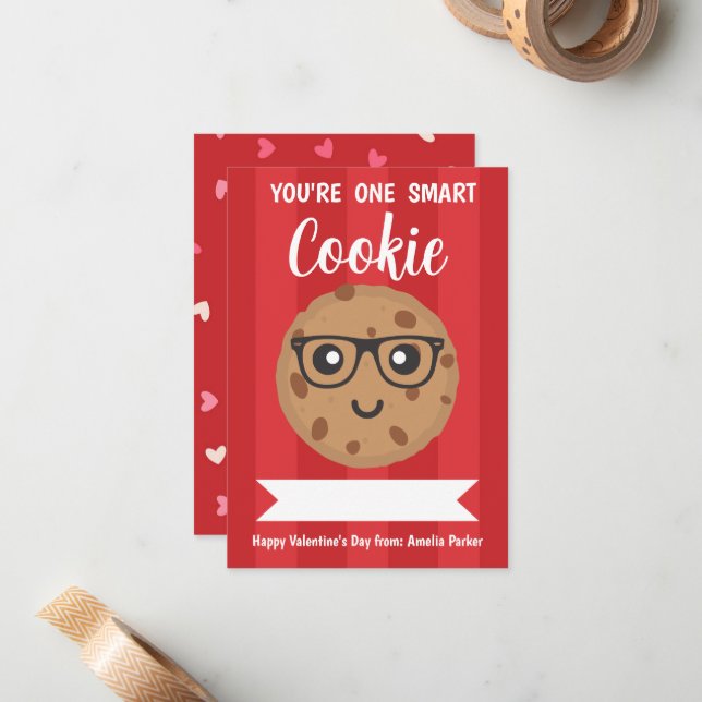 One Smart Cookie - Kids Classroom Valentine's Day Anteckningskort (Fram/Back In Situ)