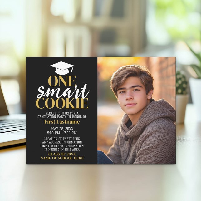 One Smart Cookie - Studenten Photo - Grad Inbjudningar (Graduation Party Invitation with Photo)