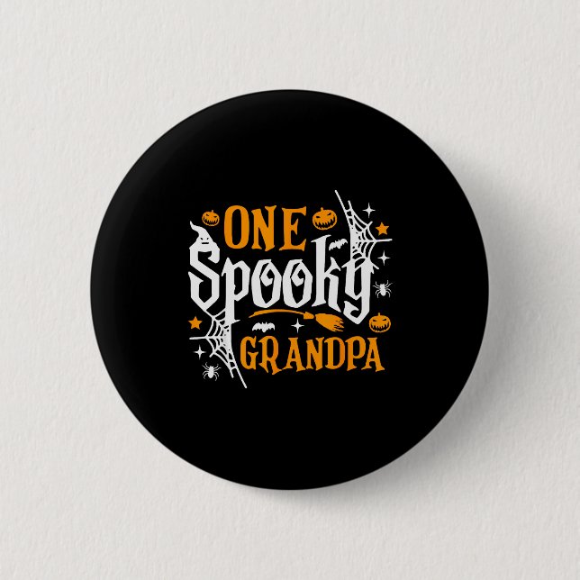 One Soky Grandpa Shirt Funny Halloween Matching Fa Knapp (Framsida)