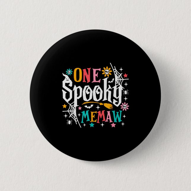 One Soky Memaw Shirt Funny Halloween Soky Grandma  Knapp (Framsida)