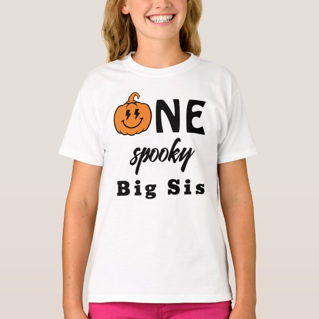 One Spooky Big Sis Halloween Matching Family T Shirt (Framsida)