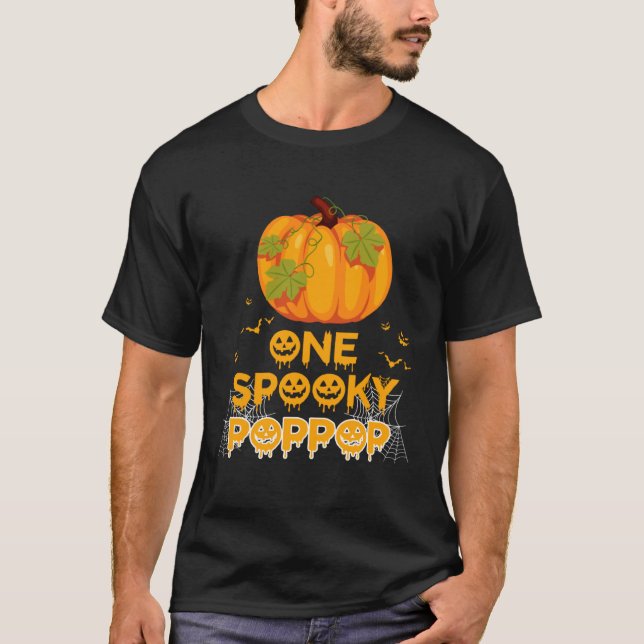 One Spooky Poppop  Dad Family Halloween Matching T Shirt (Framsida)