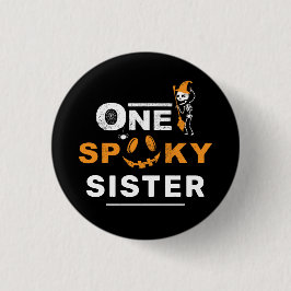 One Spooky Sister Halloween Matching Family Anpass Knapp