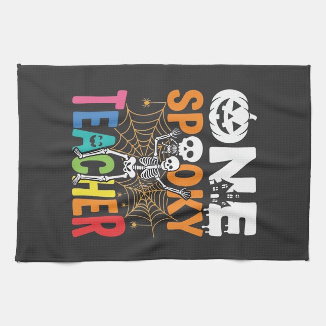 One Spooky Teacher Halloween-design_1 Kökshandduk (Horisontell)