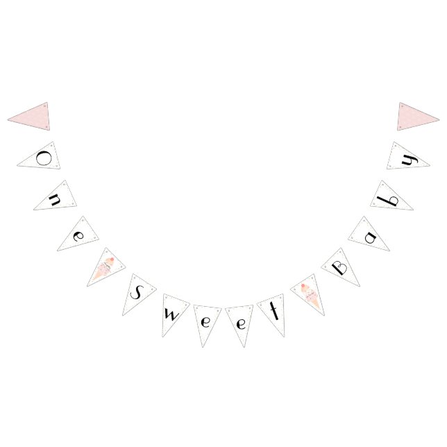 One Sweet Baby Ice Cream Pink Girl Baby Shower Vimplar (Alla)