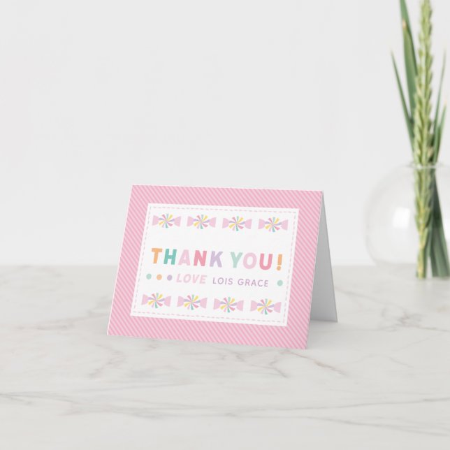 One Sweet Birthday Customizable Thank you Card Tack Kort (Framsida)