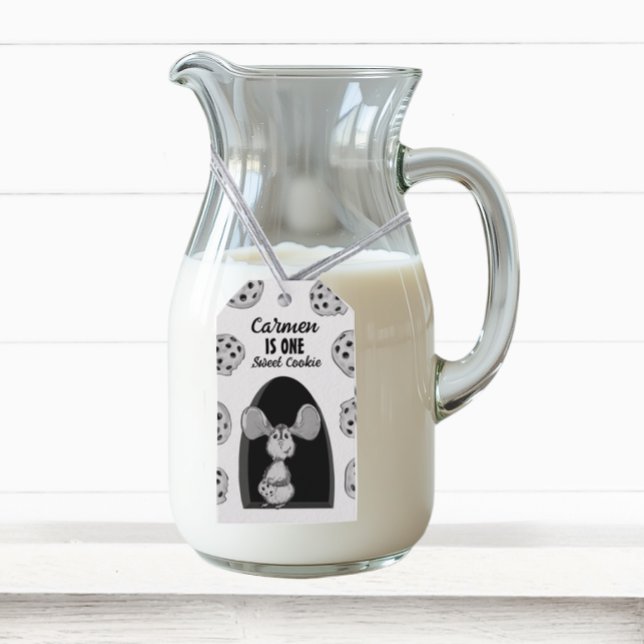 One Sweet Cookie Mouse First Birthday Presentetikett (Skapare uppladdad)