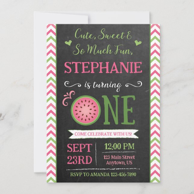 One Sweet Melon 1st Birthday Invitation Inbjudningar (Framsida)