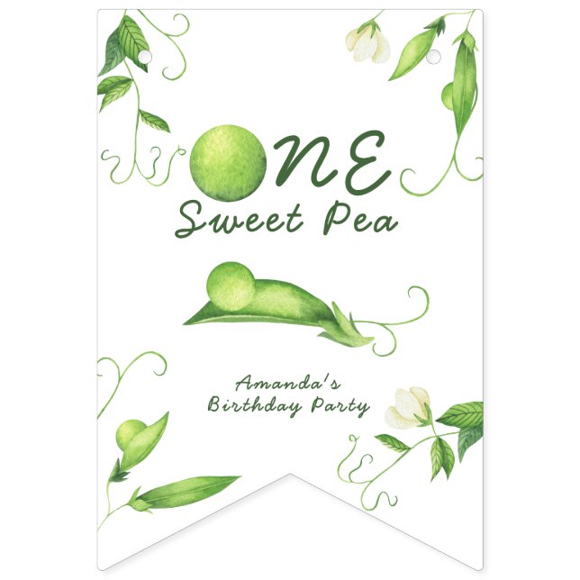 One Sweet Pea First Birthday Vimplar (Första flaggan)