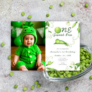 One Sweet Pea First Födelsedagsfest Inbjudningar