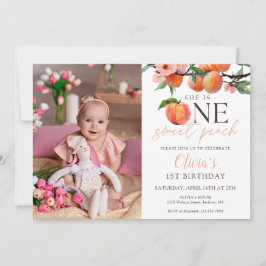 One Sweet Peach 1:a födelsedagsfoto Inbjudningar