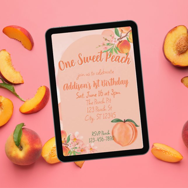 One Sweet Peach, 1st Birthday Inbjudningar (Skapare uppladdad)