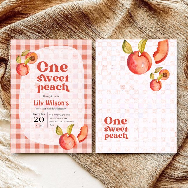 One Sweet Peach 1st Birthday Invitation | Girl Inbjudningar (Skapare uppladdad)