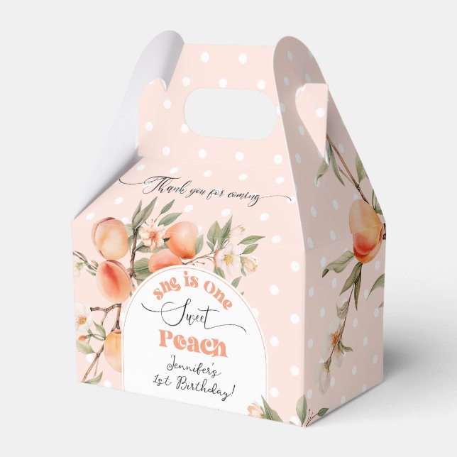 One sweet peach 1st birthday party presentaskar (Framsidan Sidan)