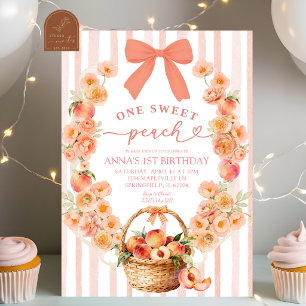 One Sweet Peach Blommig Coquette 1-års inbjudan