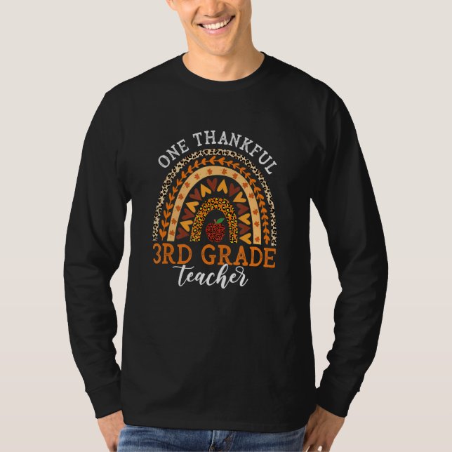 One Thankful 3rd Grade Teacher Thanksgiving Leopar T Shirt (Framsida)