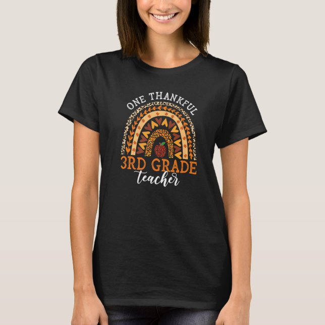 One Thankful 3rd Grade Teacher Thanksgiving Leopar T Shirt (Framsida)