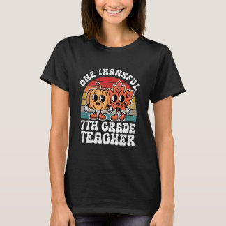 One Thankful 7th Grade Teacher Funny Autumn Thanks T Shirt