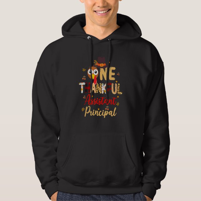 One Thankful Assistant Principal Fall Autumn Thank Hoodie (Framsida)