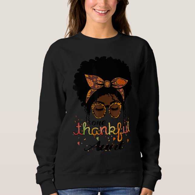 One Thankful Aunt Afro American Women Fall Thanksg T Shirt (Framsida)