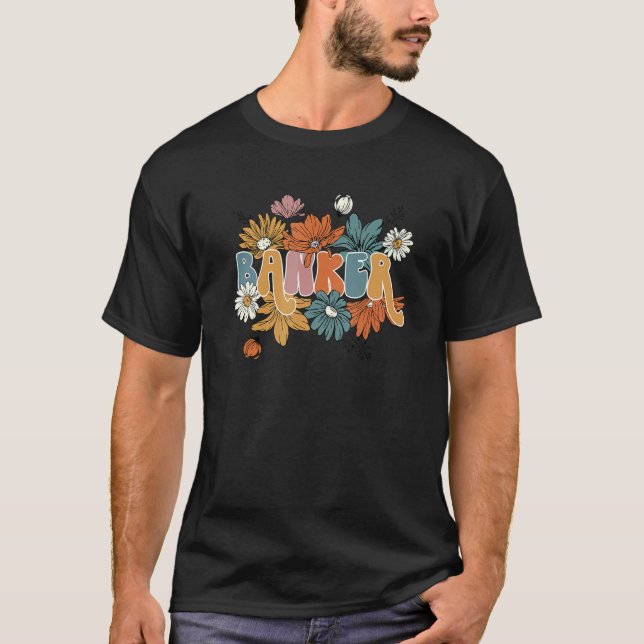One Thankful Banker Floral Banker Life Thanksgivin T Shirt (Framsida)