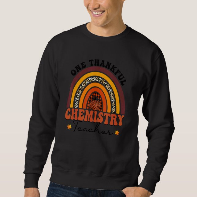 One Thankful Chemistry Teacher Rainbow Leopard Ret Lång Ärmad Tröja (Framsida)