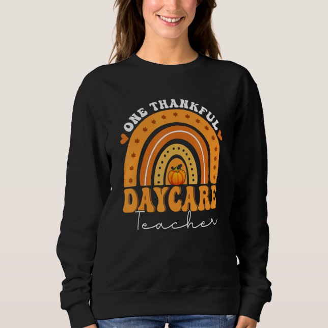 One Thankful Daycare Teacher Autumn Rainbow Teache T Shirt (Framsida)