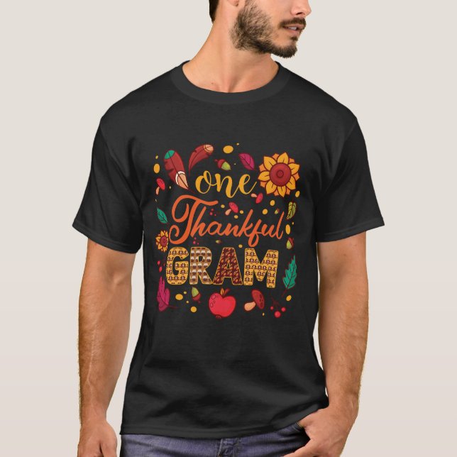 One Thankful Gram Funny Fall Autumn Thanksgiving T Shirt (Framsida)