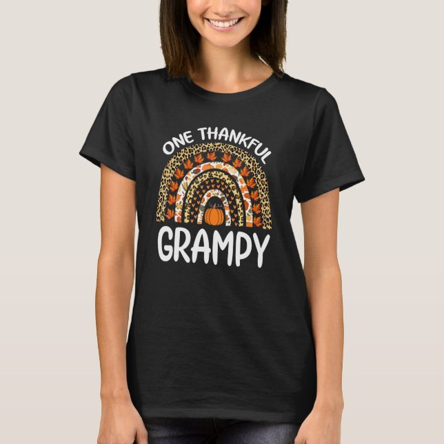 One Thankful Grampy Thanksgiving Rainbow Leopard F T Shirt (Framsida)